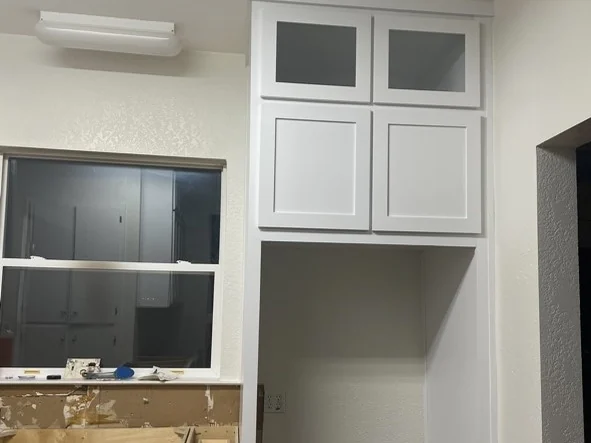 Cabinet and pantry surround — Built out, filled and painted
